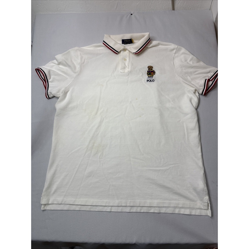 Polo Ralph Lauren Polo Bear Classic Fit White Cotton Polo Shirt Men's XXL